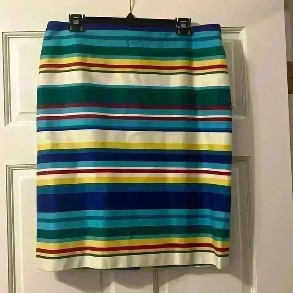 TALBOTS MULTICOLORED STRIPED LINED SKIRT 100% cotton Size 12 PREPPY SPECIAL - Picture 4 of 8